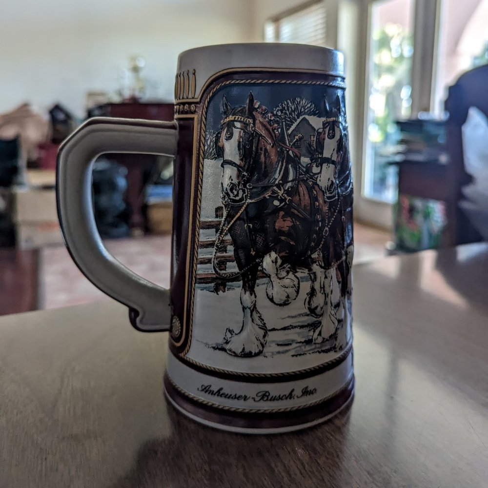 1989 Anheuser-Busch Inc “Budweiser” Holiday Stein Mug Collector’s Series